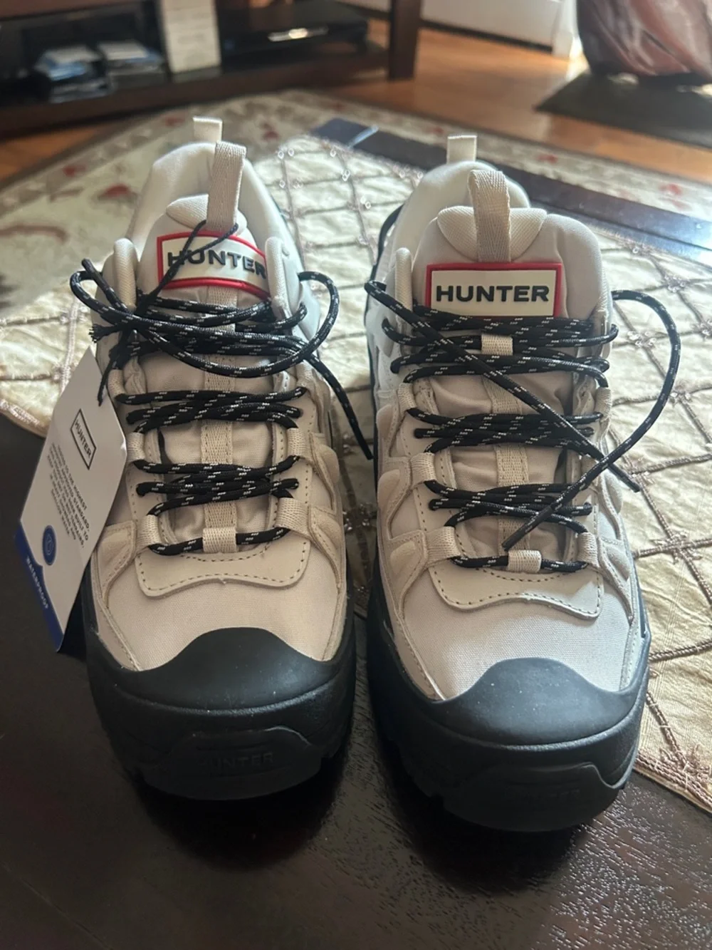 Hunter womens Nicia Beige and Black Trail Sneakers - Picture 1 of 5